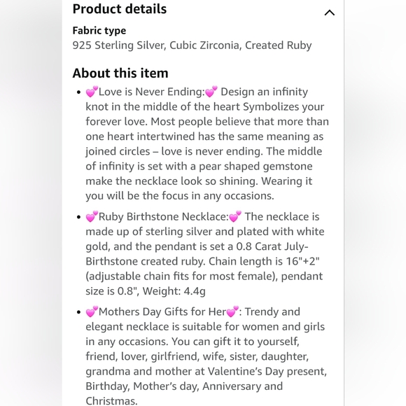 Agvana Jewellers Ruby Heart Pendant Necklace - Picture 6 of 8